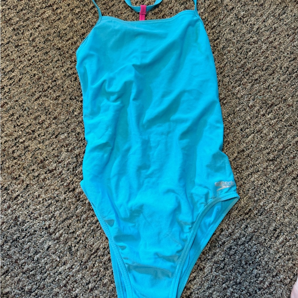 Speedo Blue One Piece Swimsuit High-Cut Design